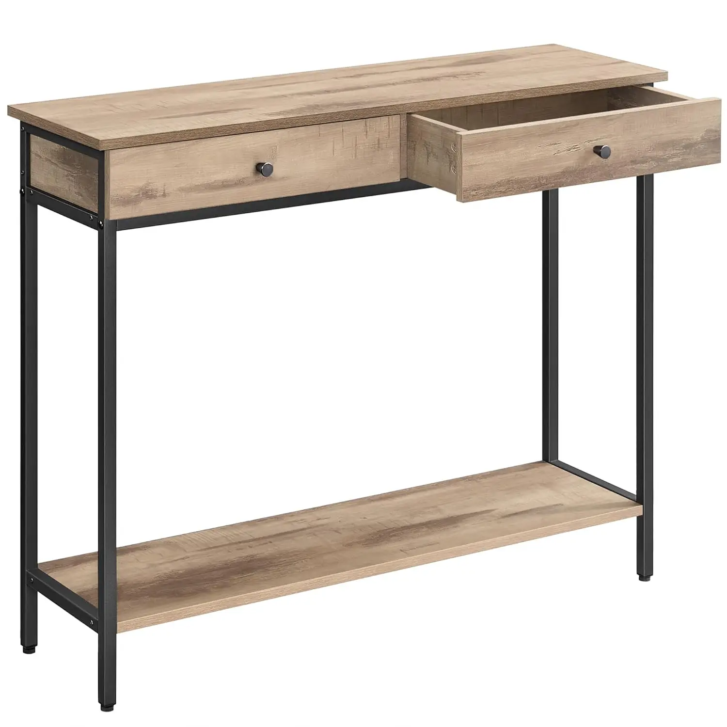Mesa Consola de Acero con 2 Cajones para Sala de Estar, Dormitorio o Pasillo, Estilo Industrial, Personalizable