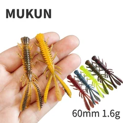 MUKUN-señuelo suave de pesca flotante, cebo artificial de silicona, 6 piezas, 1,6g/60mm, Jig Wobblers, Swimbait