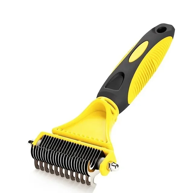 Professional Dog Dematting Comb Pet Hair Brush Double Sided Fur Knot Cutter Cat Grooming Shedding Brush for Pet Hair Tangles