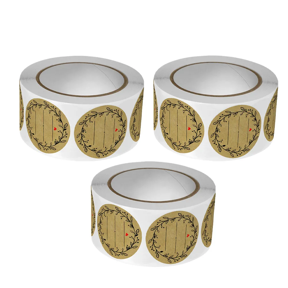 

3 Rolls Kraft Paper Round Label Stickers for Jars Containers Spice Pantry Canning Jam Jelly Homemade Food Baking Sealing Tags