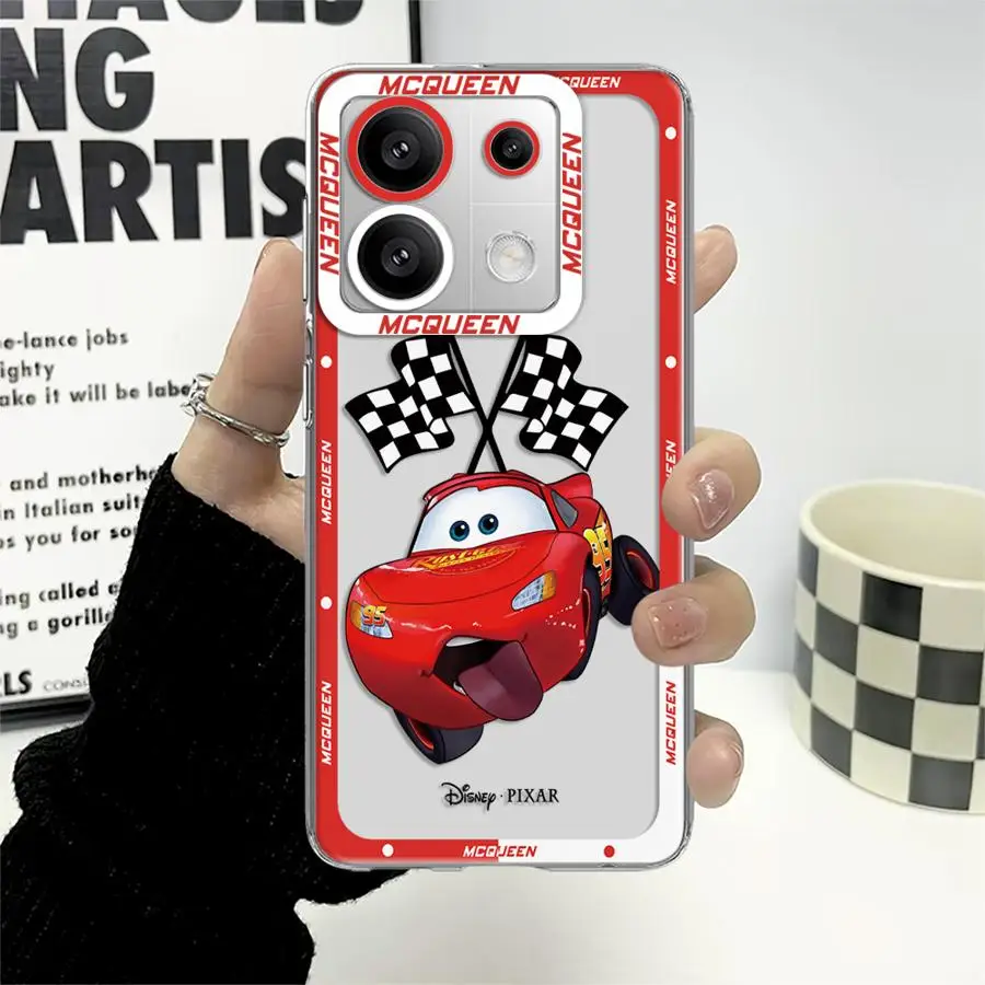 Disney Cute Lightning McQueen Clear Soft Case for Xiaomi Redmi Note 13 Pro 11 12 Pro 9T 10T 11S 9 Note 10 11s 12s 9s Cover Shell