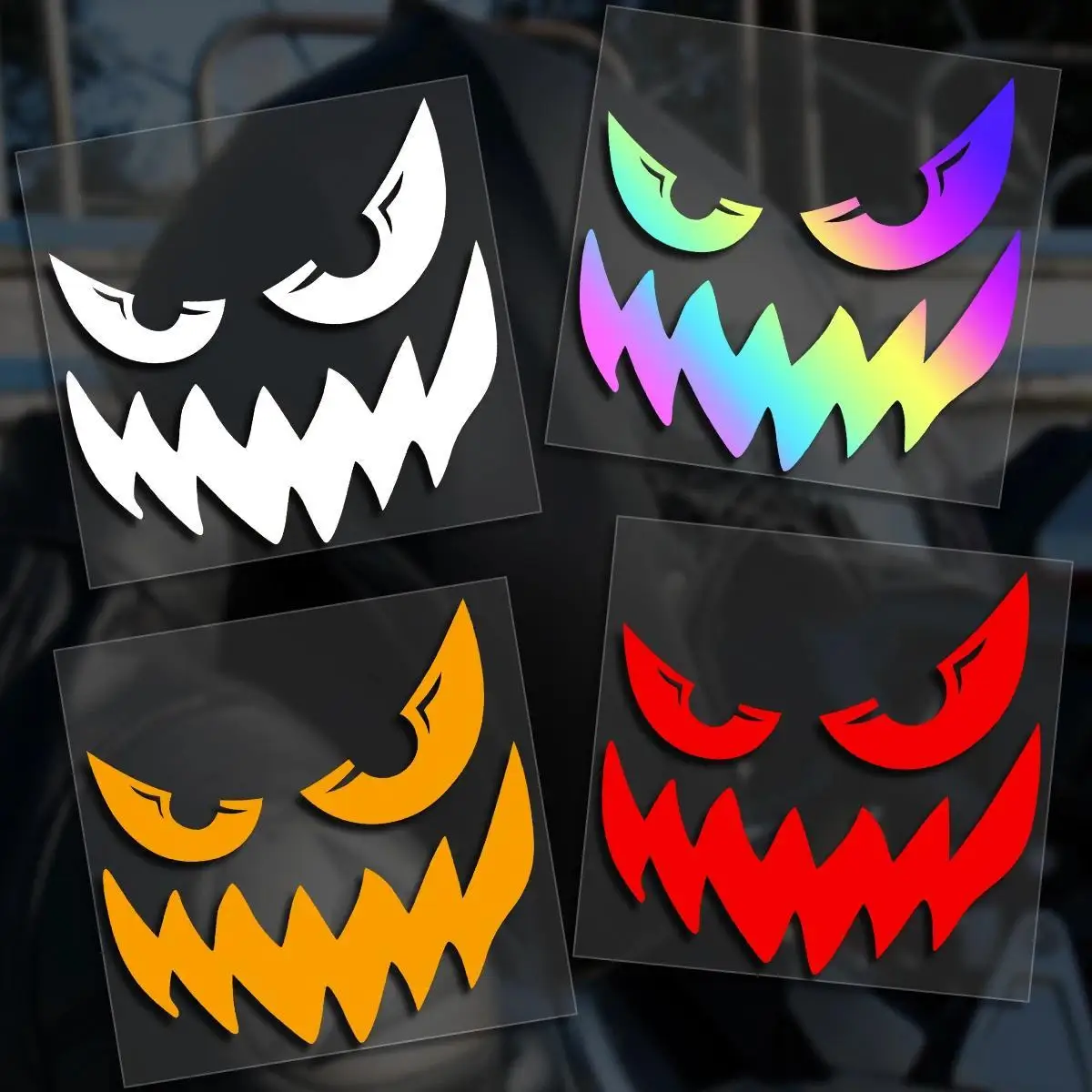 1PC Multi Color Devil Face Holographic Waterproof Vinyl Sticker Decal For Car Motorcycle Helmet Body Decor