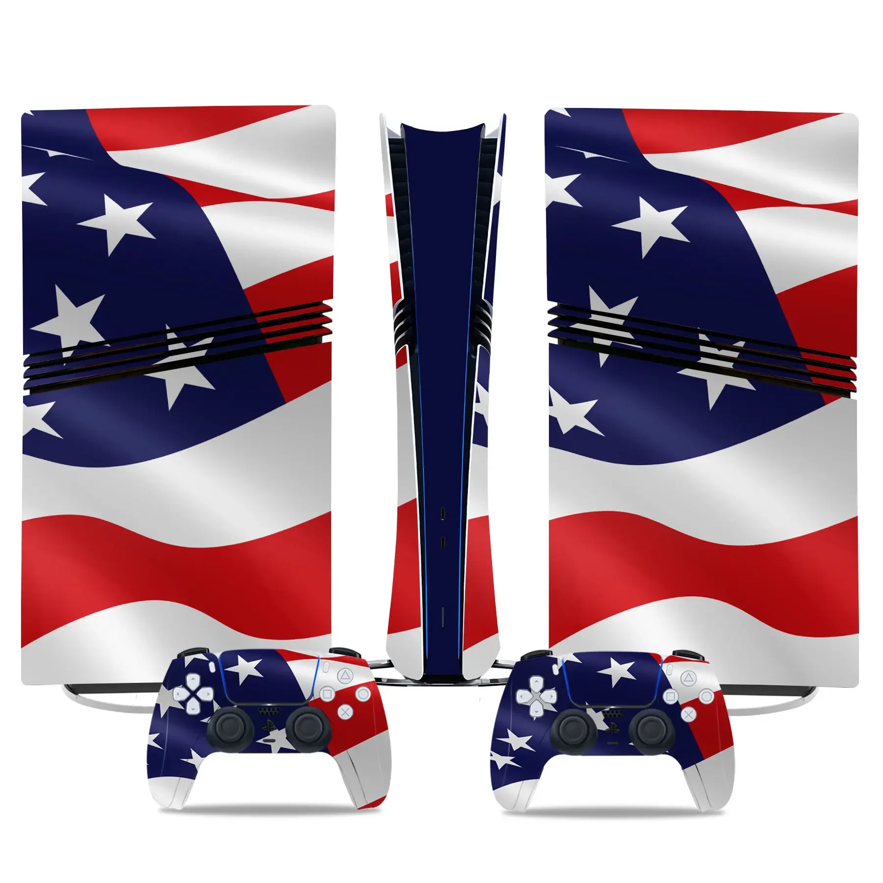 For PS5 Pro Console Skin UK & US Flag Theme PVC Waterproof Heat-Resistant Scratch-Proof Vinyl Sticker Easy to Apply Bubble-Free