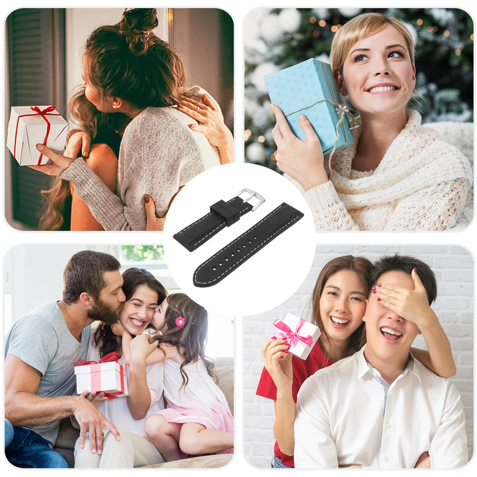 

Silicone Watch Bands 24mm Waterproof Durable Strap Breathable Wristband for Replacement Black White Line 24mm Watch Strap