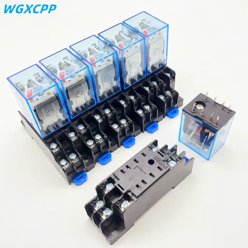 

10 PCS,8/11/14 Pin,With Base,DPDT,Miniature Coil Generalelectromagnetic Intermediate Relay Switch,2NO/2NC,3NO/3NC,4NO/4NC,5A