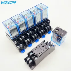 10 PCS,8/11/14 Pin,With Base,DPDT,Miniature Coil Generalelectromagnetic Intermediate Relay Switch,2NO/2NC,3NO/3NC,4NO/4NC,5A