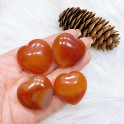 Natural Carnelian Heart Crystal Crystal Quartz Red Agate Healing Energy Palmstone DIY Home Decoration Ornaments Gift