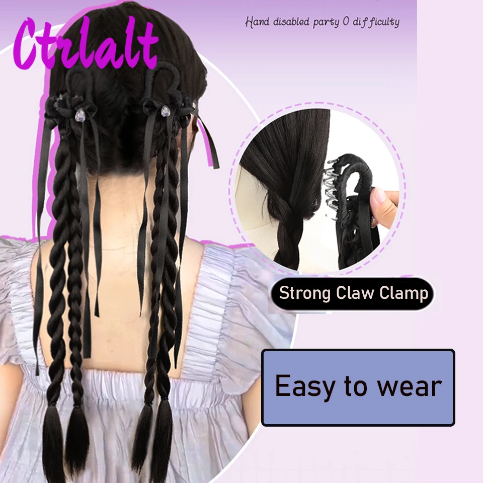 Synthetic New Korean style Claw Clip Braid Twisted Braid Summer New Boxing Braid Ponytail Wig Daily wear