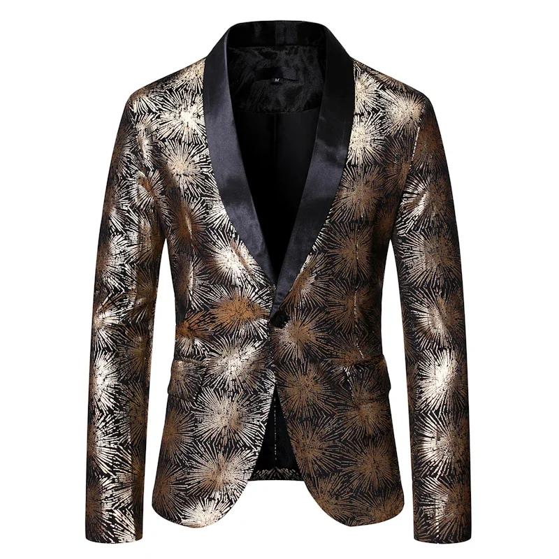 

High quality elegant British style simple printing business fashion casual shopping best man dress men's slim suit jacket