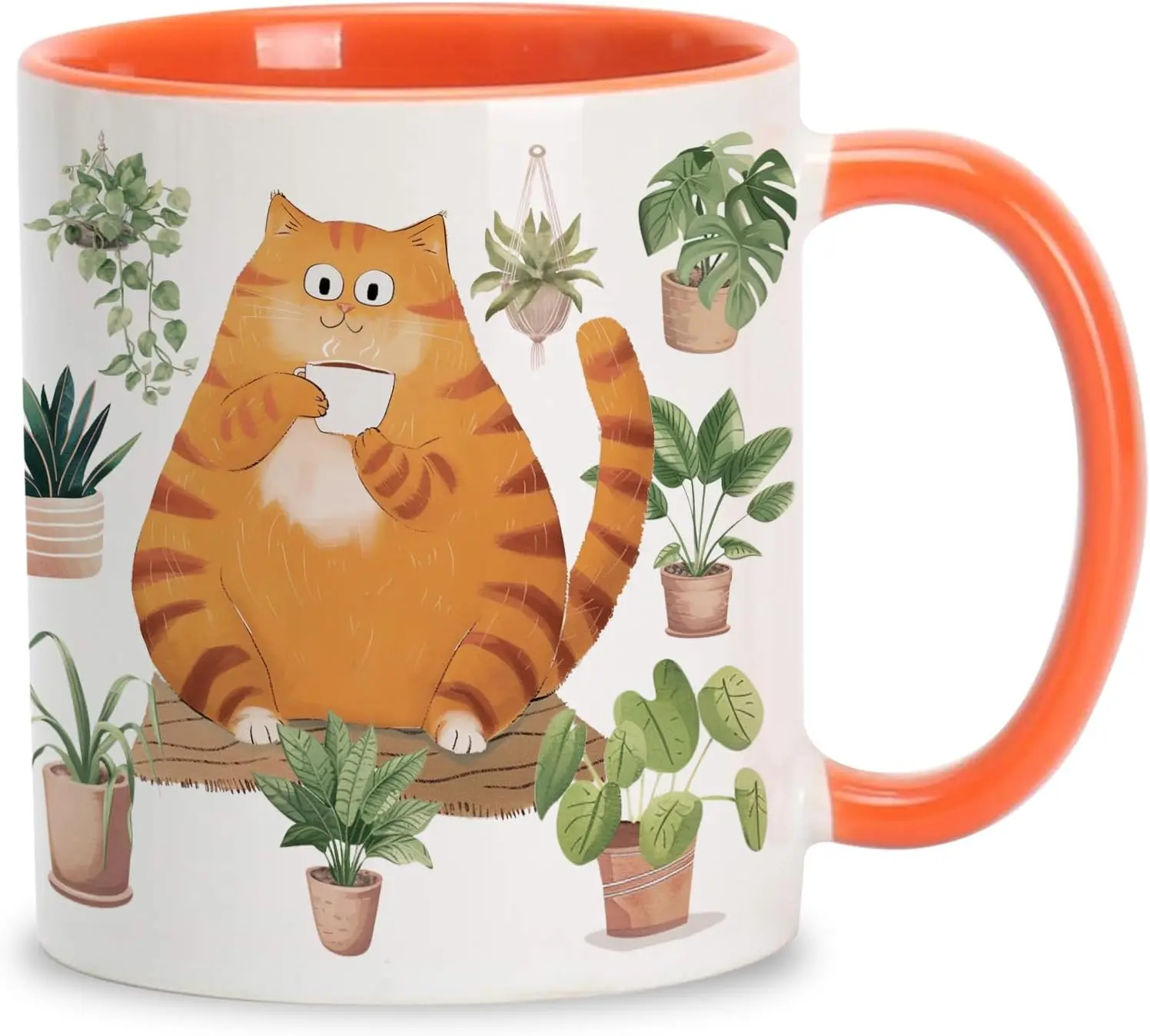 

Кофейная кружка с милым оранжевым котом, идеальный рождественский подарок для кошки, мамы, растительного декора для влюбленных, садоводства, подарок на день рождения для девочек