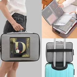 New Waterproof Password Box Document Storage Bag File Folder Holder Credit Card Organizer Golden Letter Series Pattern Briefcase