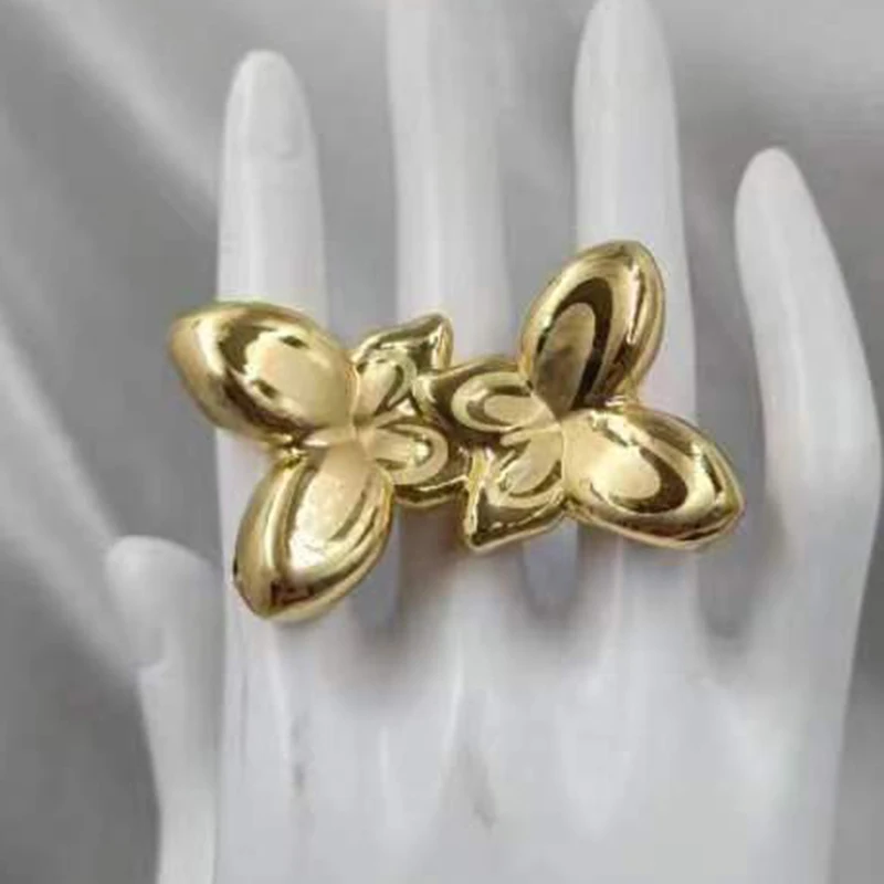 Personalized Ring Stainless Steel Flower Butterfly Rings for Women Fashion Single Party Anillos Steampunk