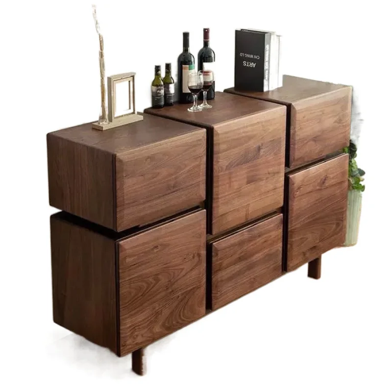 

Walnut living room solid wood locker, storage simple bedroom modern drawers