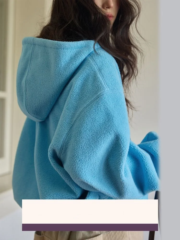 

Женская свободная толстовка с капюшоном и мехом, с карманом-кенгуру, осенне-зимняя, новая, в корейском стиле, с длинными рукавами, цветная