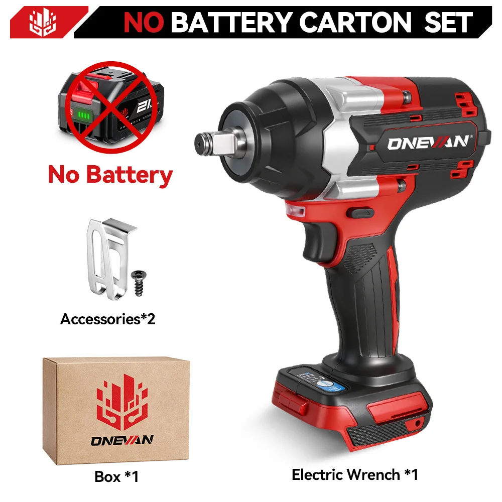 ONEVAN 1800N.M High Torque Brushless 1/2" Electric Impact Wrench Cordless Drill Screwdrivers Drill Tool For Makita Battery Pin image 3