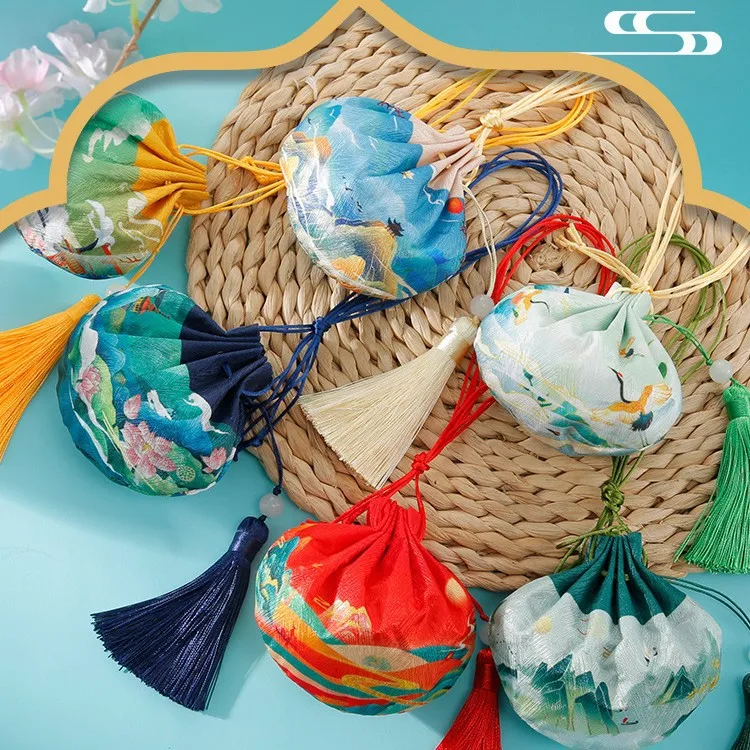 Chinese Traditional Aerial Herb Scented Bag Empty Pouch Friend Gift Car Decoration Hanging Ornament Festival Essential Oil Di...