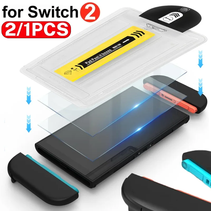 

For Nintendo Switch 2 Tempered Glass Screen Protector with Alignment Kit Anti-Shatter Protective Films for Nintend Switch2 2025