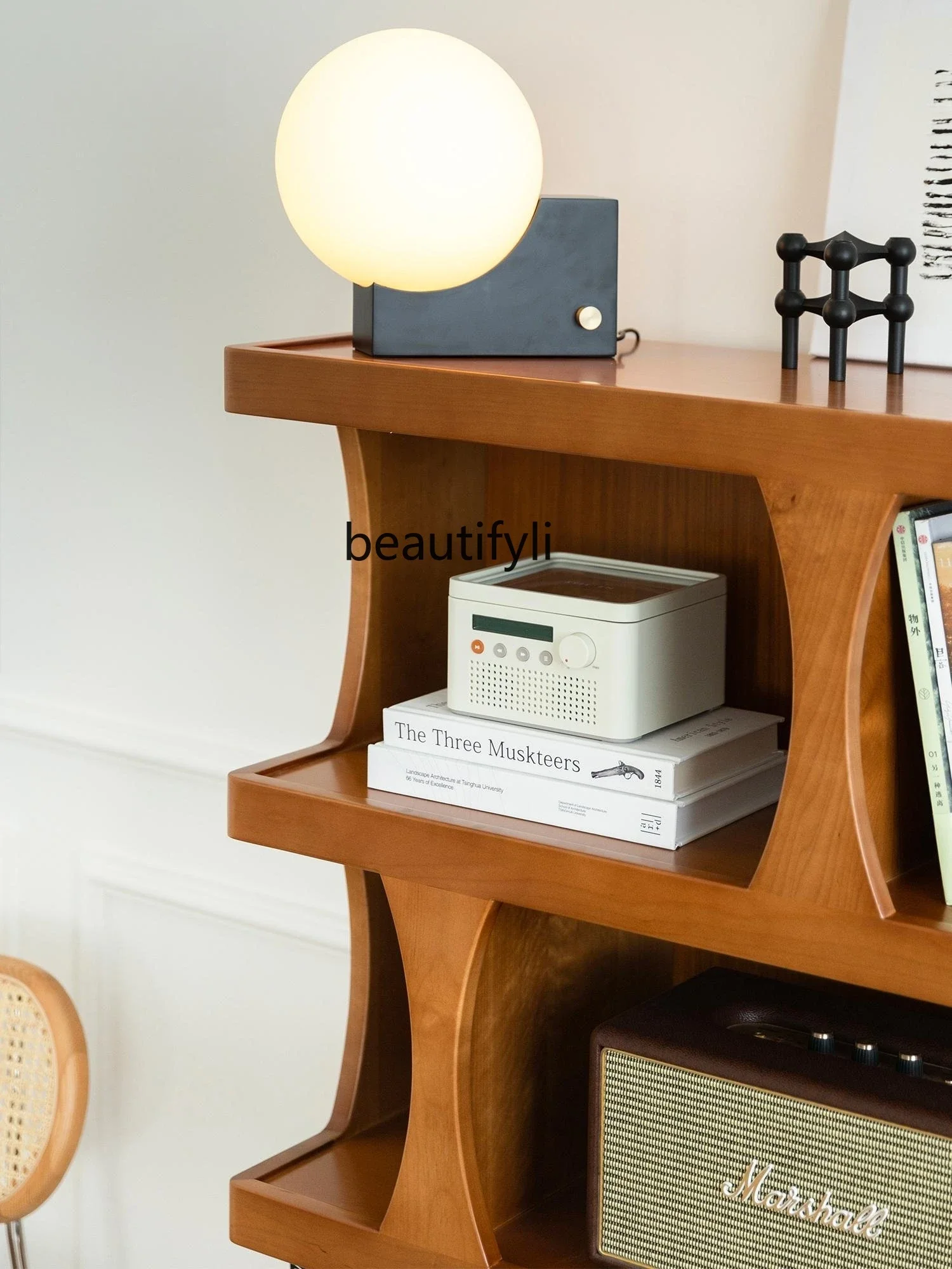 Light luxury retro solid wood porch cabinet, simple display cabinet, modern, living room storage, study bookcase