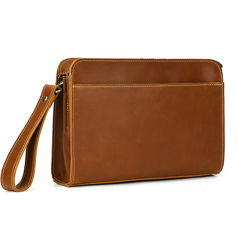 

2023 hot selling clutch bag with writst belt woman luxury designer genuine leather men women clutches envelope size A5