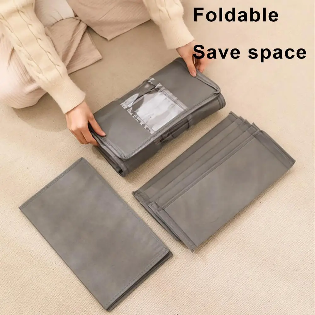 Detachable Partition Shoe Box Foldable Shoe Box with Transparent Window Zipper Closure Capacity Organizer for Clothes Books More