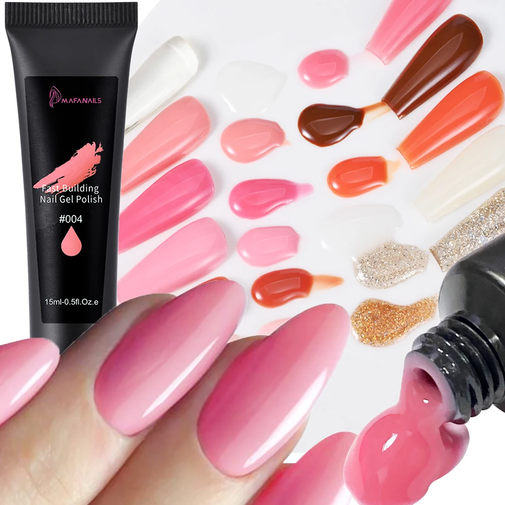 15ML Clear White Pink Poly Nail Gel UV Builder Acrylic Liquid Quick Extension Gel Nail Polish Manicure Glitter Poly Crystal Gels