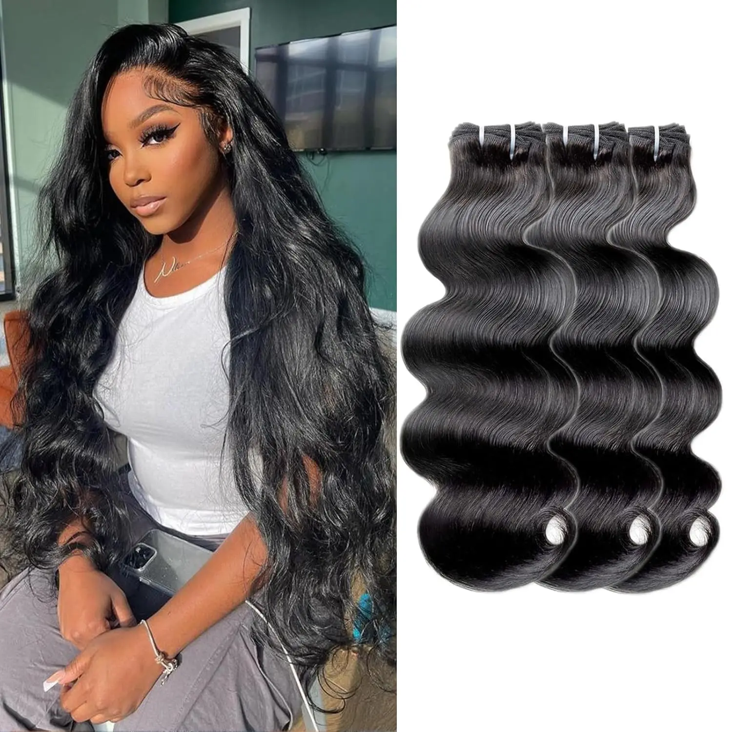 Body Wave 20 22 24 26 Inch Brazilian Raw Virgin Unprocessed 100% Human Hair Extensions Wavy 3 Bundles Weft Bulk Hair