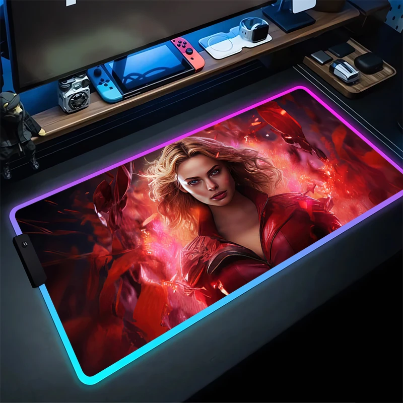 RGB Mouse Pad S-Scarlet W-Witchs Non-Slip Rubber Edge locking mousepads Game play mats notebook computer M-Marvels Home Decor