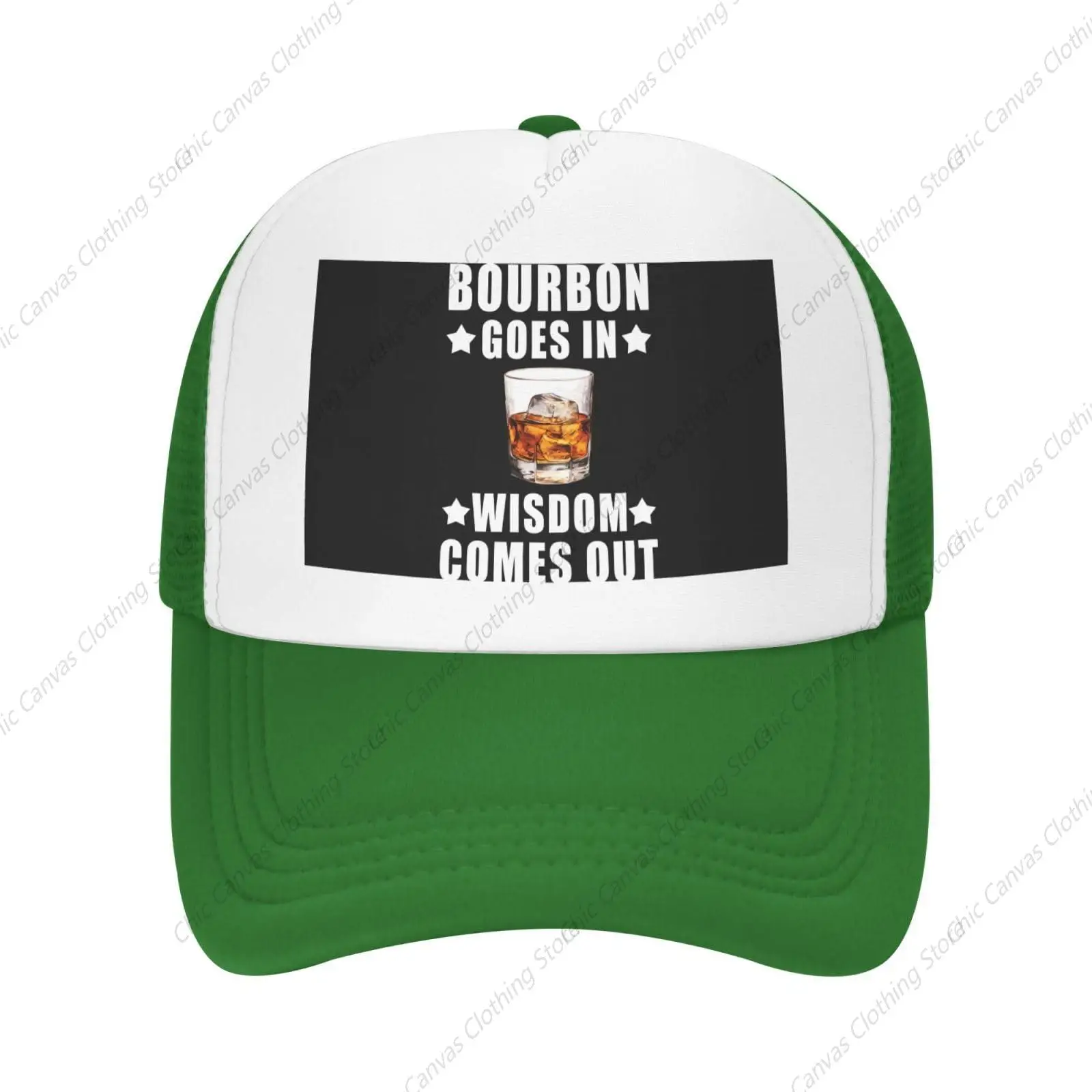 Bourbon Goes in Wisdom Comes Out Breathable Mesh Baseball Cap Adjustable Adult Mesh Hat Comfortable ?Summer Outdoor Sun Hat