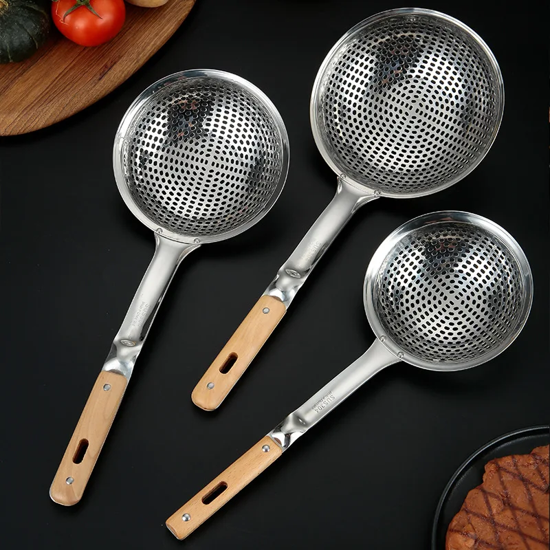 

304 Stainless Steel Skimmer Strainer Colander Mesh Deep Fryer Oil Frying Scoop Noodles Dumpling Sieve Kitchen Tools Kitchenware