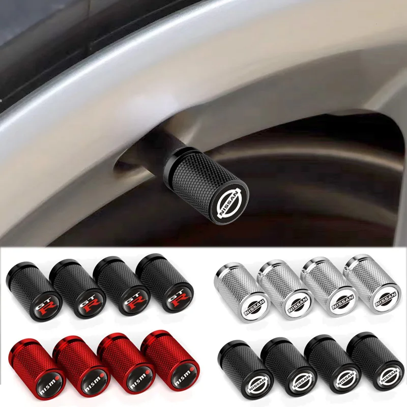 4Pcs Car Tire Valve Caps Wheel Stem Protection Covers For Nissan GTR Nismo 350Z NV200 Kicks Maxima Micra Qashqai Sylphy X-Trail