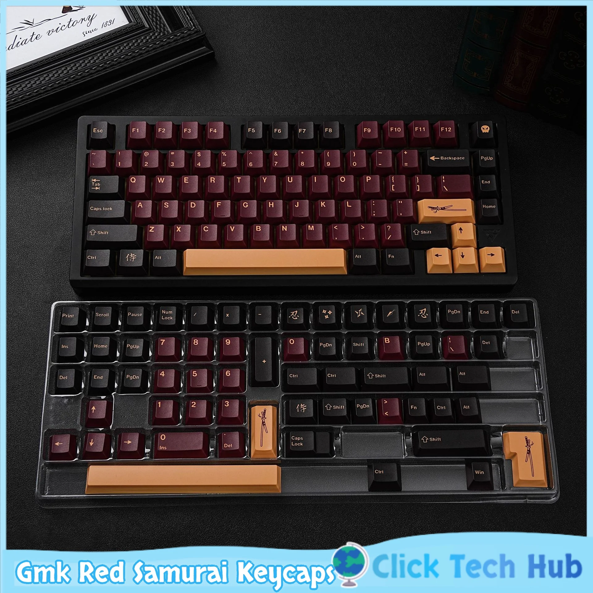 Red Samurai Keycaps GMK Clone OEM 5 Sides Dye Sublimation German French Spanish Korean Japanese Zhuyin Cangjie For Mech Keyboard