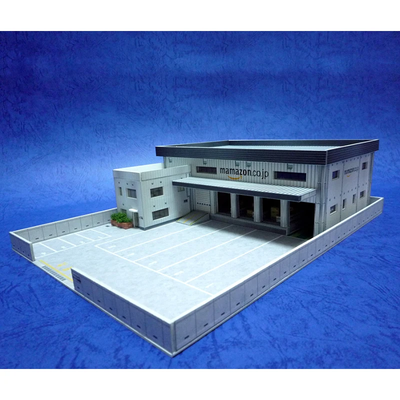 1:150 w skali N-skali japoński budynek Diorama 3D papierowy Model sceny DIY ręcznie robione ozdoby E-commerce magazyn logistyczny