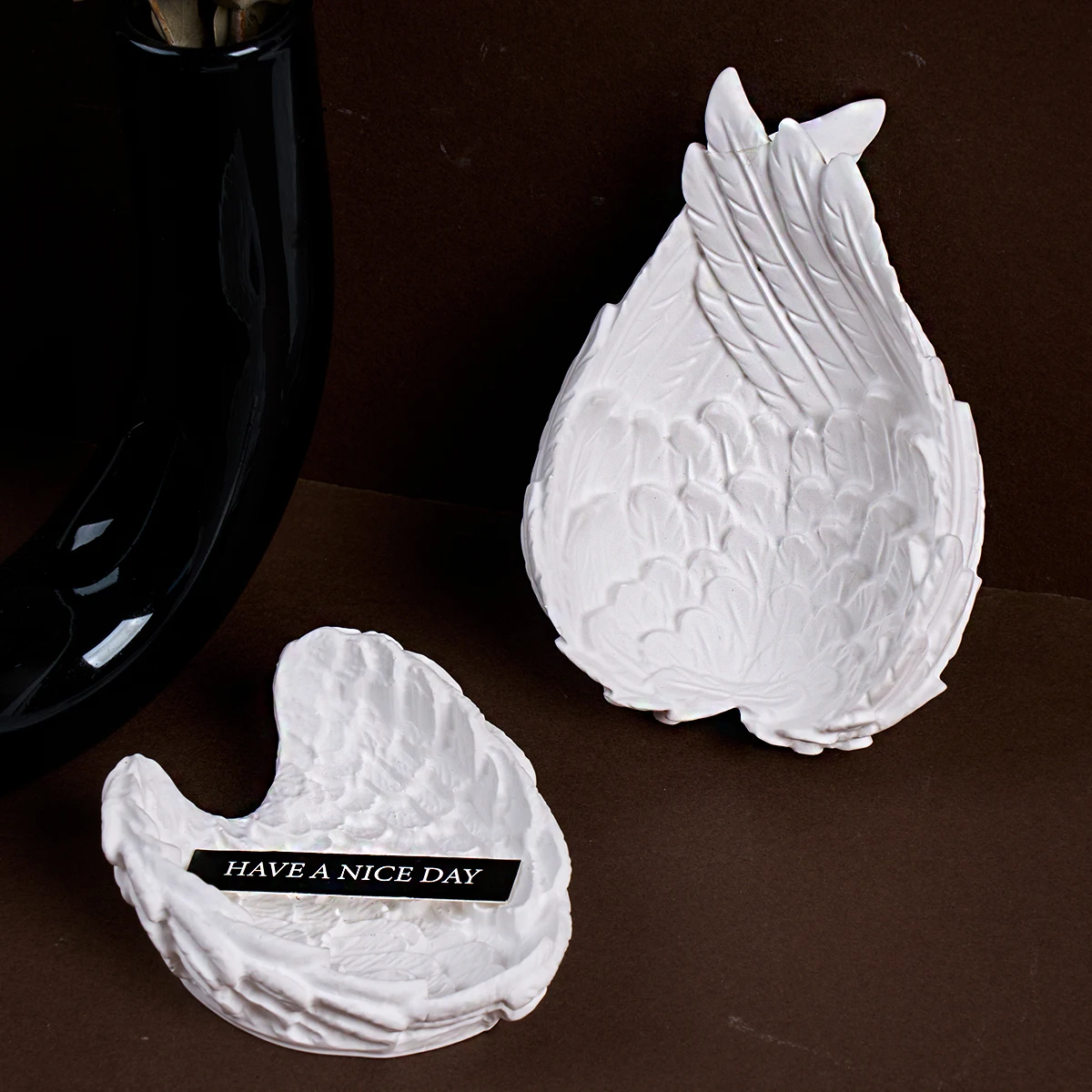 الجناح صينية قالب من السيليكون ثلاثية الأبعاد منحوتة أجنحة الجص الراتنج الخرساني قالب الحرفية ديكور للطاولات عرض المجوهرات الركيزة صنع أدوات