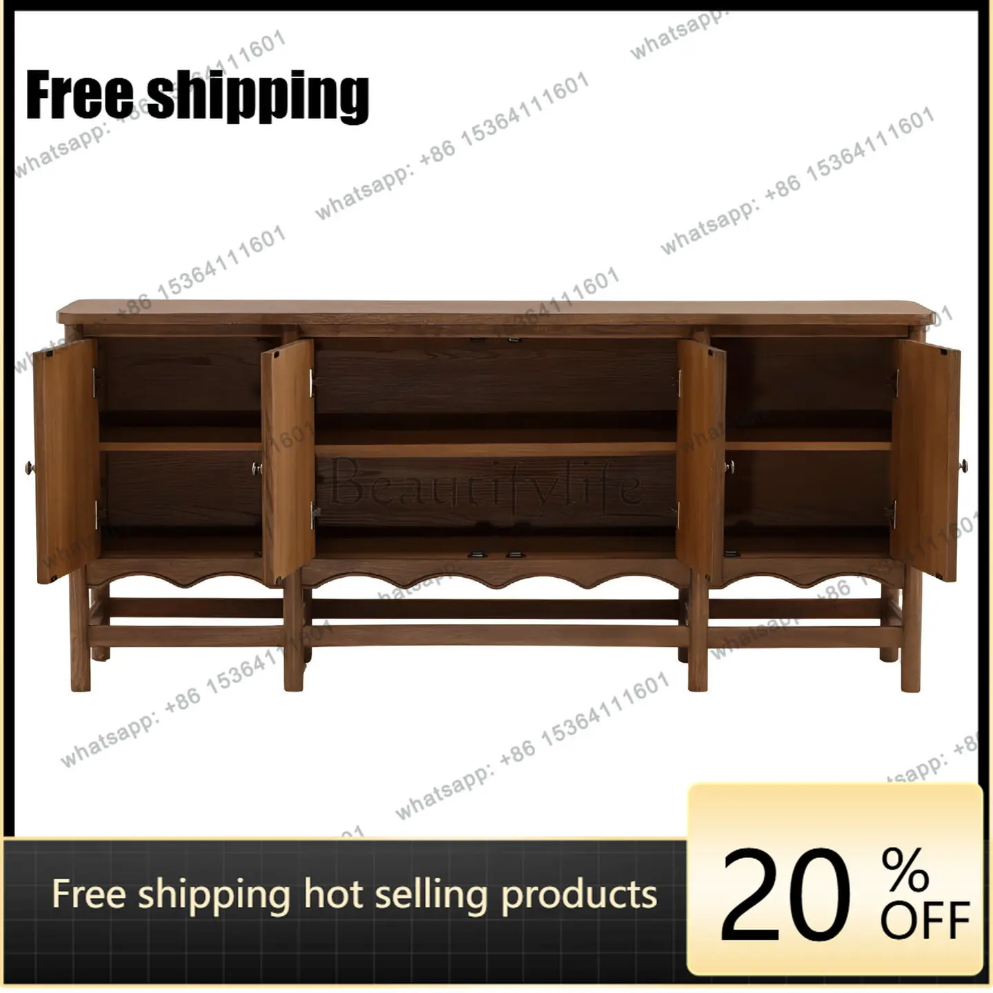 hot  American solid wood dining side cabinet retro restaurant wall display storage cabinetFactory Direct