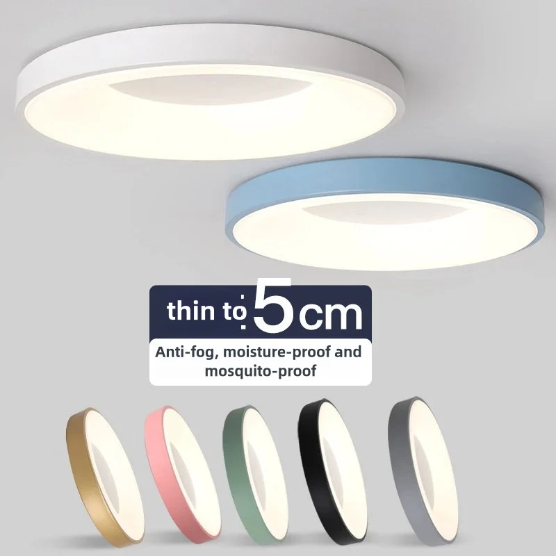 

Nordic Minimalist Modern Living Room Bedroom Ceiling Light Balcony Circular Room Macaron LED Flicker Free Ceiling Light