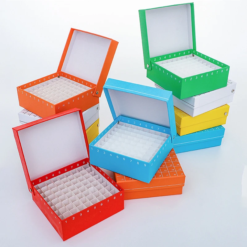 Laboratory Paper Test Tube Box For 1.5ml 1.8ml 2ml Cryopreservation Tubes With Connection Cover Tube Rack 81 holes , 1piece