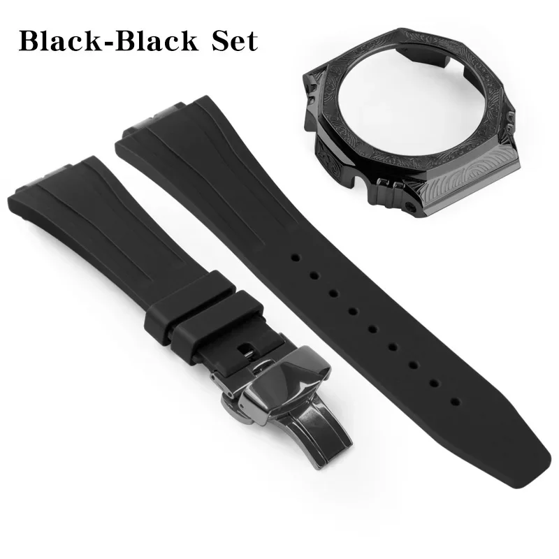 Retro Lanser Engraving Bezel for Oak Ga 2100 Ga b2100 Refit Steel Metal Case Rubber Strap Ga2100 Mod Kit Screw Watch Accessories