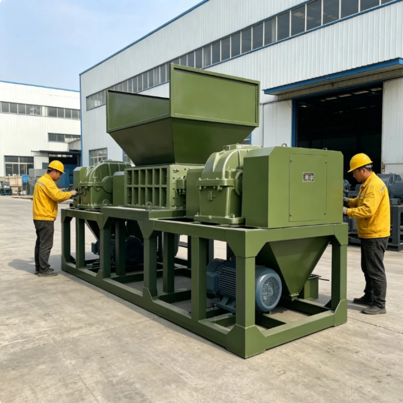 Double Shaft Shredder Machine Heavy Duty Industrial Waste Crusher for Metal Plastic Wood with Large Capacity Inlet Hopper