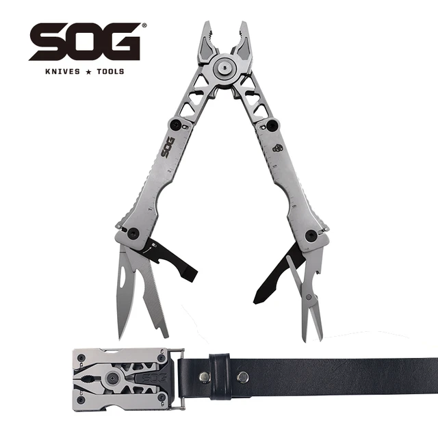 Sog-マルチツール折りたたみペンチ、ベルトバックル、アウトドアキャンプ、自己防衛用品、サバイバルツールセット、12ツール、sync ii、edc、sn1011cp  - AliExpress