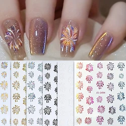 New Year Gold Silver Fireworks Pattern Nail Art Stickers Colorful Laser Manicure Decals Decoration For Nail Tips Beauty