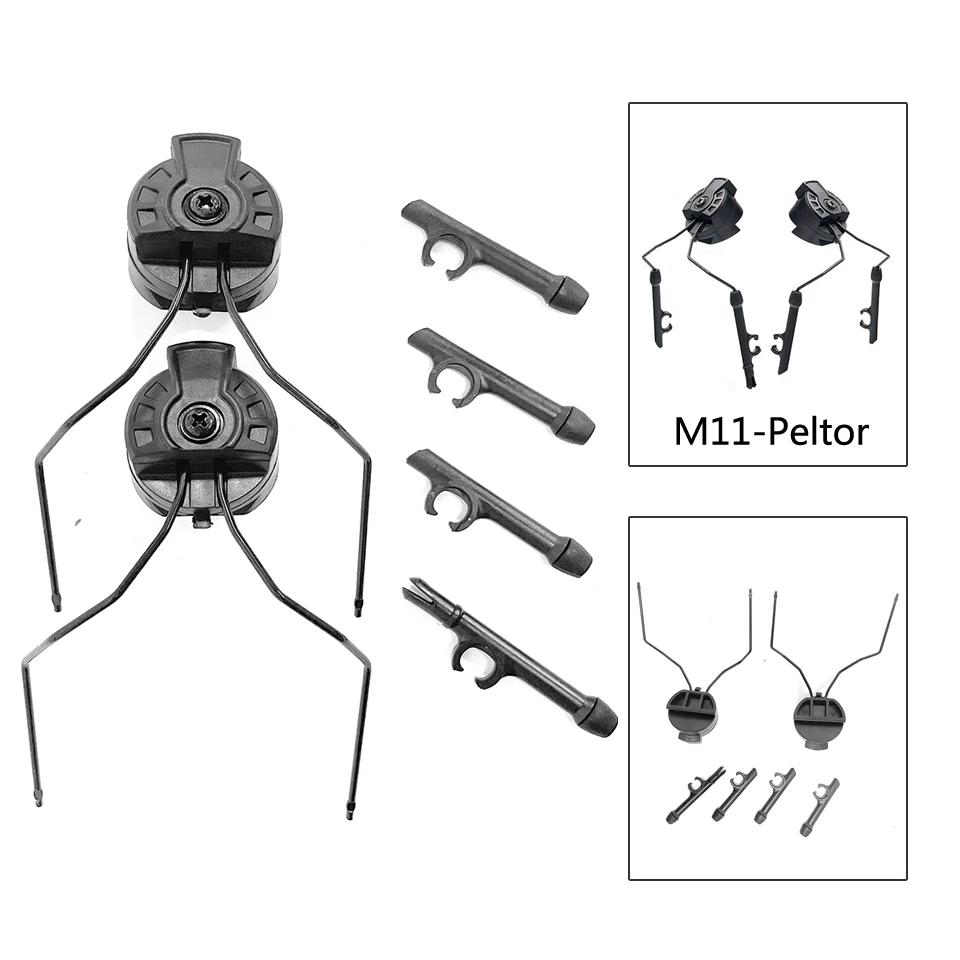 Earmor-Curved Helmet Rail Adapter, Tactical Adapter, 360 Degree Rotation of PELT Comtac Earphones, New