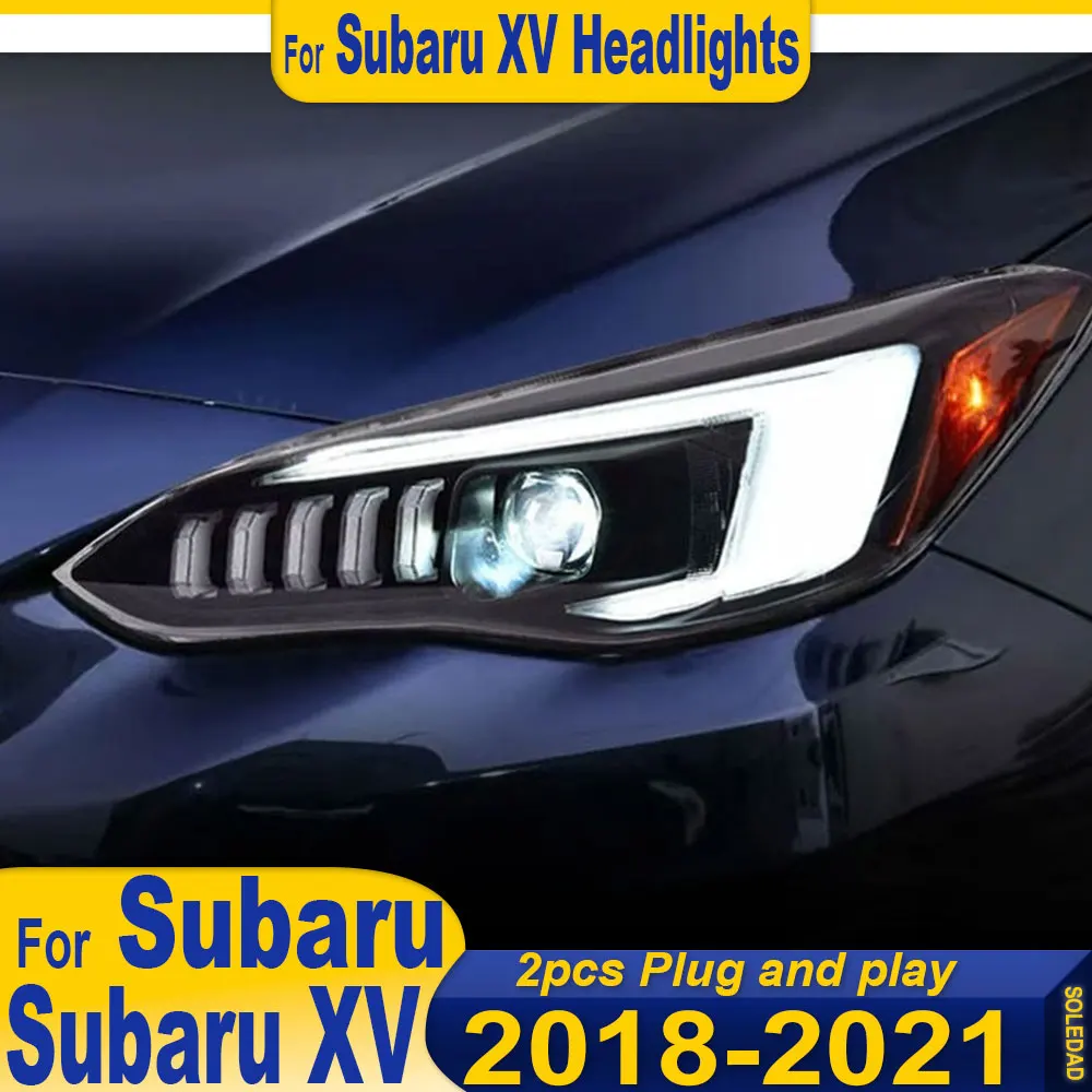 For Subaru XV 2012-2021 Modified Headlight Assembly LED Daytime Running Light Turn Signal Dual Lens High Low Beam Accessories