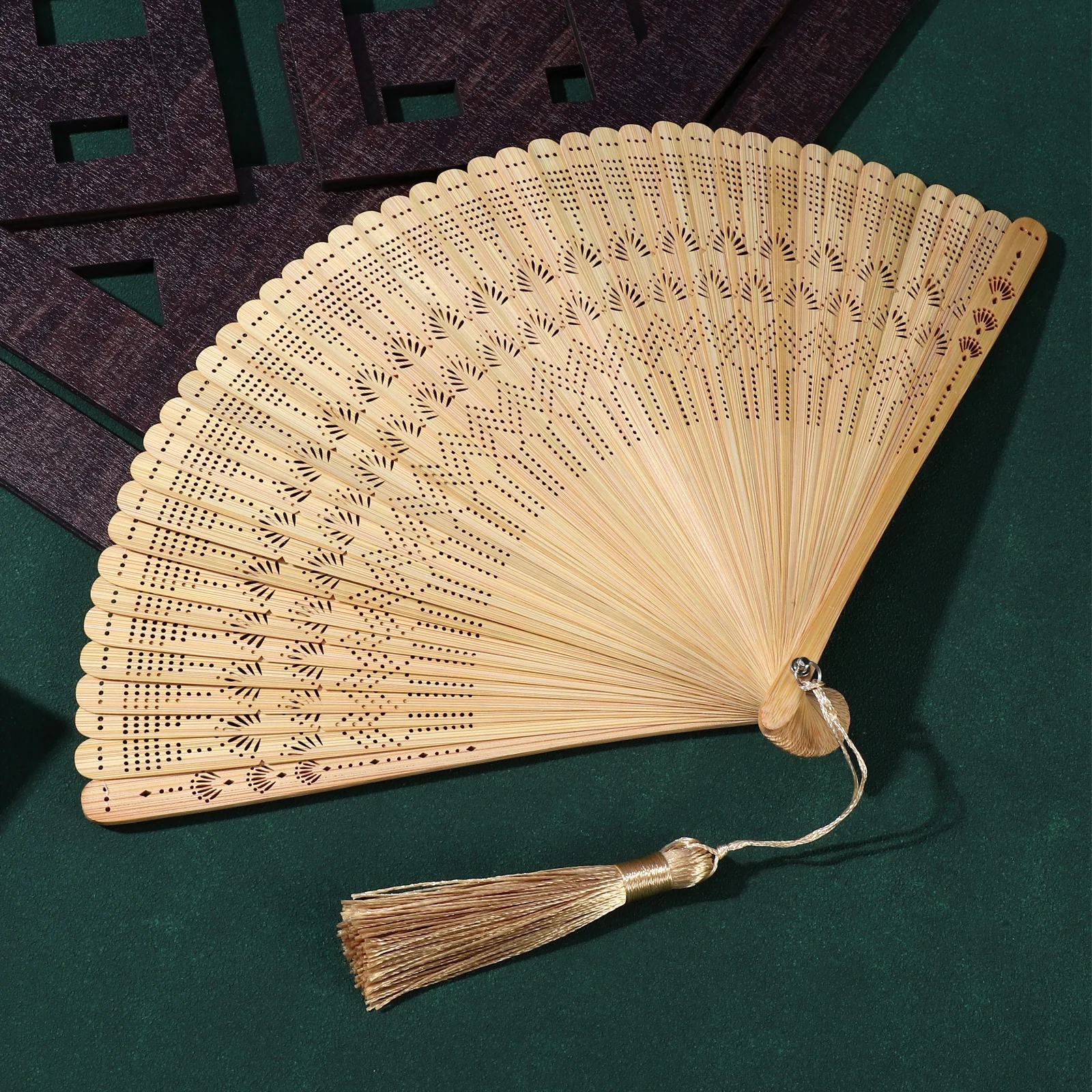 

Bamboo Fan Handheld Foldable Elegant Vintage Charm Multiuse Practical for Women Ladies Brown Dancing Home Decoration
