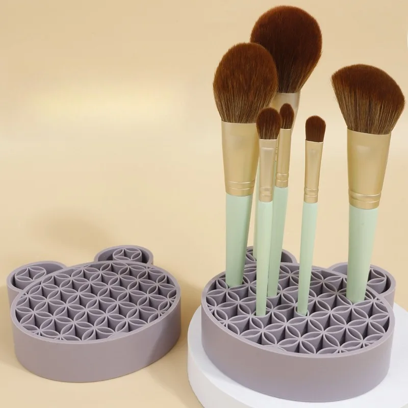 Mickey Silicone Makeup Brush Drying Rack Holder Stand with Draining Tray All in One Storage Organizer Beauty Tool