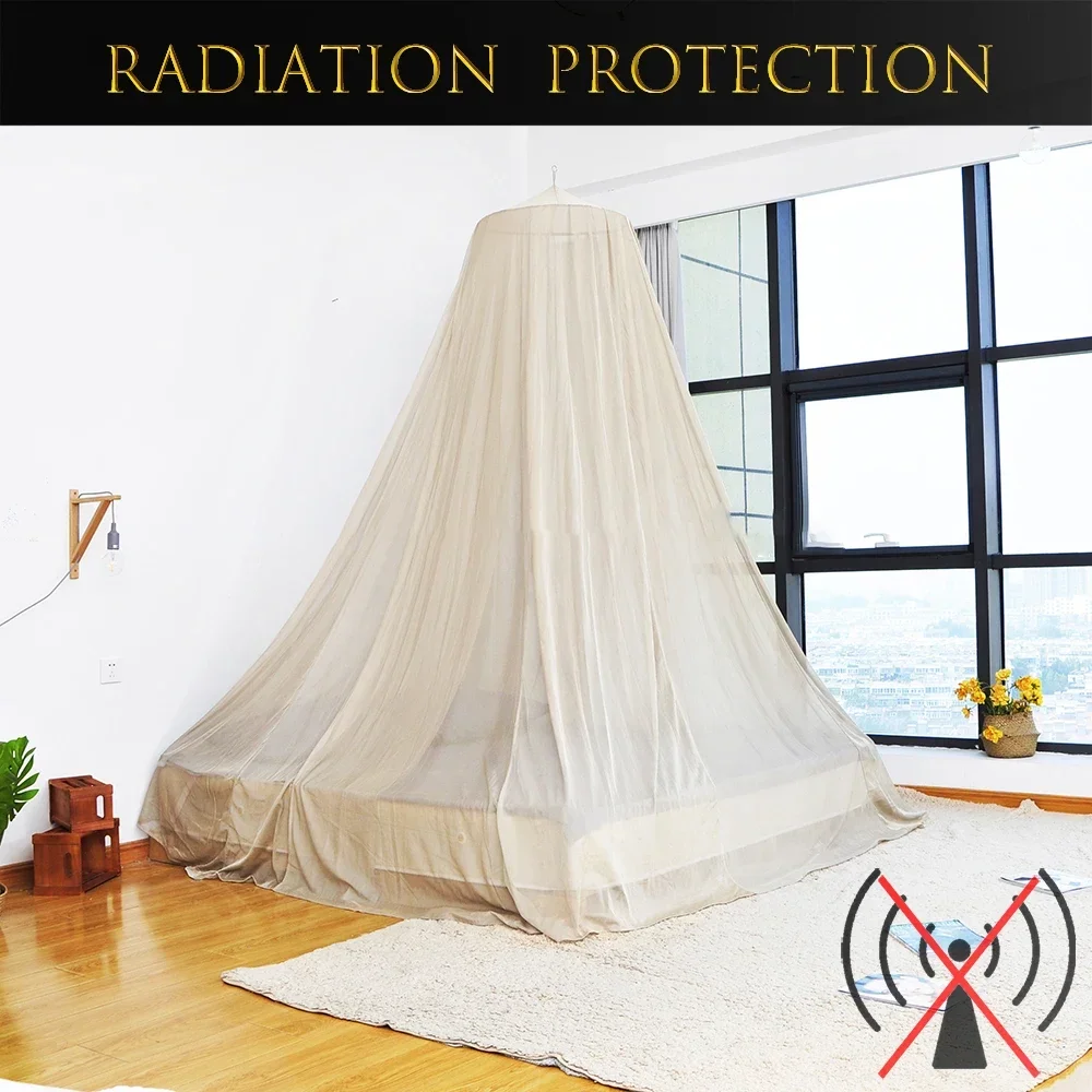 EMF Protection Radiation Reducing Anti-mosquito Netting Dome Canopy with Silver Fiber Mesh