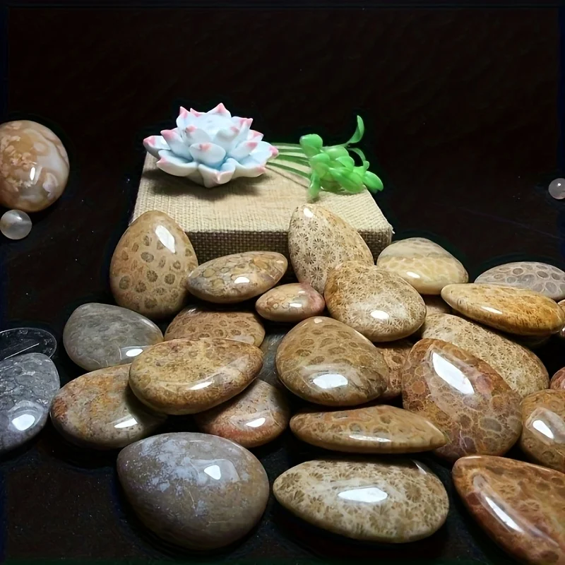 1 قطعة قلادة على شكل دمعة من حجر المرجان الطبيعي المصنوع يدويًا-أحجار كريمة بيضاوية ناعمة مصقولة بوهيمية، مجوهرات جوهرة ميلاد أكتوبر #4