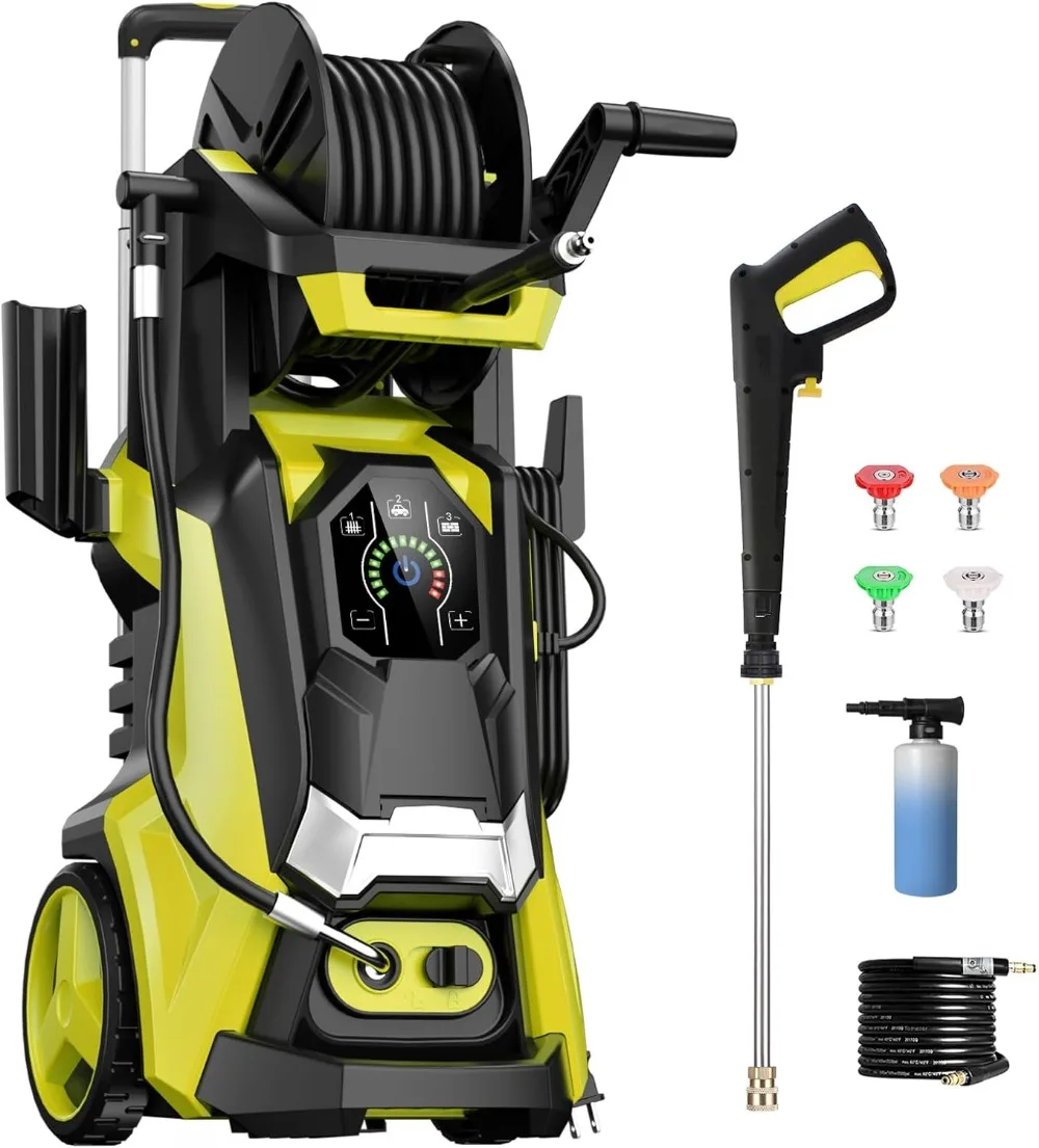 

Electric Pressure Washer 4500 PSI 3.2 GPM Touch Screen Adjustable Pressure,4 Nozzles and 500ml Foam Cannon Power Washer