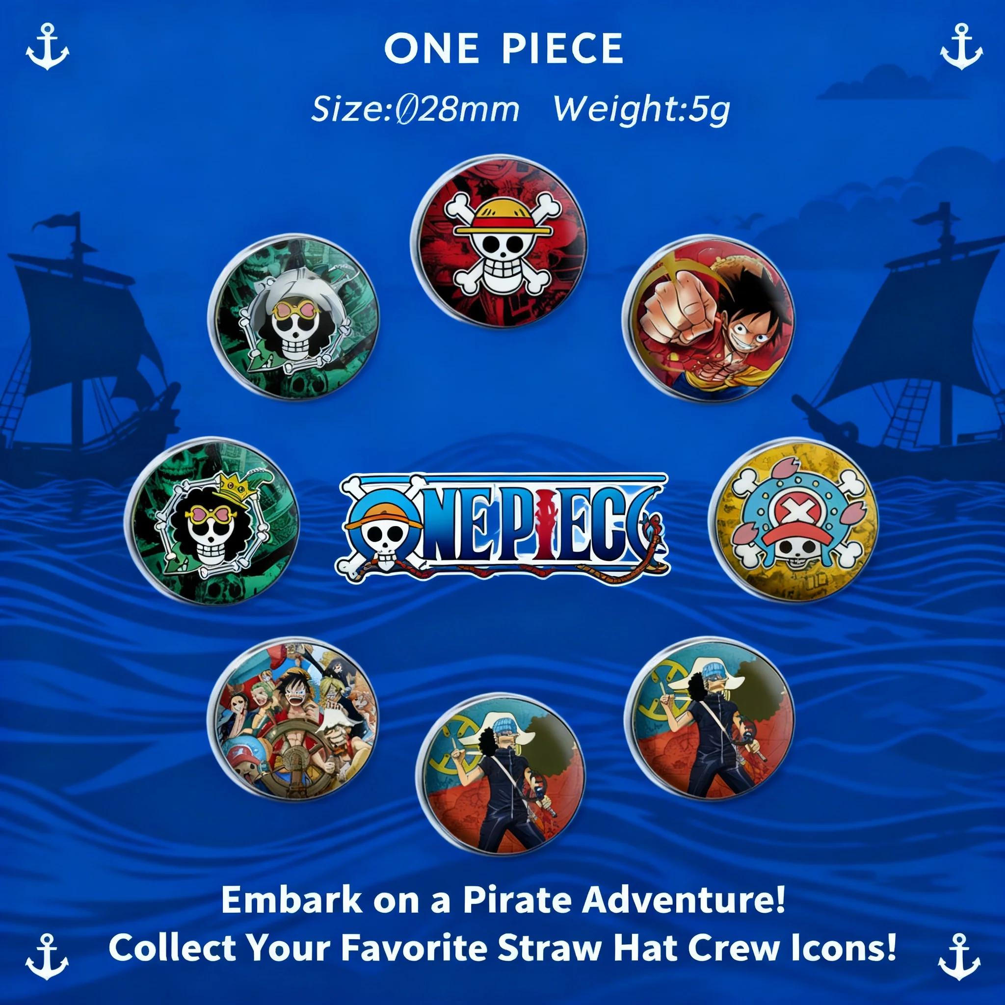 

Металлическая брошь-значок One Piece с кристаллами: Луффи, Зоро, Нами. Кристаллический значок-пин для украшения одежды, аксессуары для косплея.