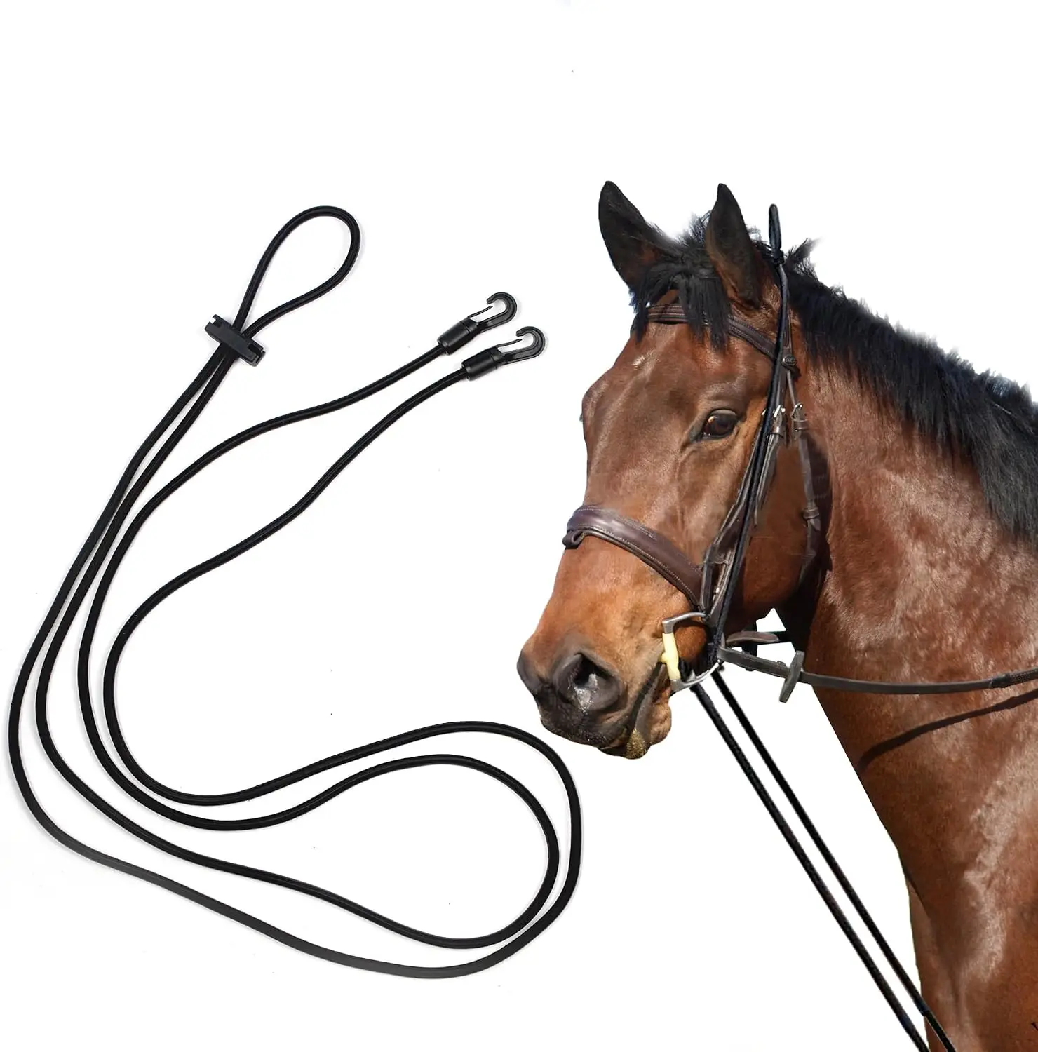 4 M Extra Long 13ft Horse Rein Elastic Neck Stretcher Adjustable Rope Bungees for Horse Training Aid Alternative to Side Reins