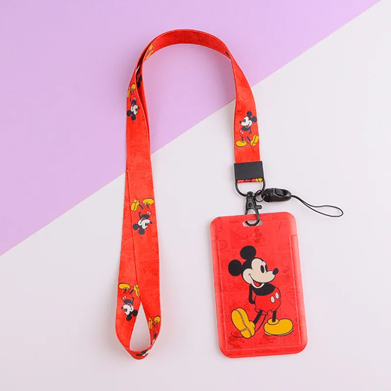 Disney Minnie Card Holders Lanyards Girls Door Card Case Hanging Rope Badge Holder Neck Strap Business Card Small Gift